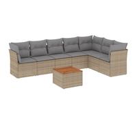 vidaXL Ensemble de jardin canapé 8 pièces avec coussins Beige Poly Rattan