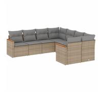 vidaXL Ensemble de jardin canapé 8 pièces avec coussins Beige Poly Rattan