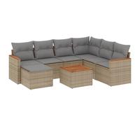 vidaXL Ensemble de jardin canapé 8 pièces avec coussins Beige Poly Rattan