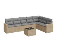 vidaXL Ensemble de jardin canapé 8 pièces avec coussins Beige Poly Rattan
