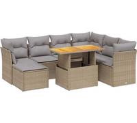 vidaXL Ensemble de jardin canapé 8 pièces avec coussins Beige Poly Rattan
