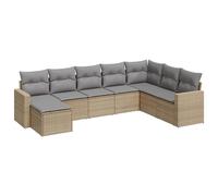 vidaXL Ensemble de jardin canapé 8 pièces avec coussins en poly rattan Beige
