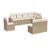 vidaXL Ensemble de jardin canapé 8 pièces en Poly Rattan avec coussins Beige