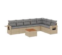 vidaXL Ensemble de jardin canapé 8 pièces avec coussins Beige Poly Rattan