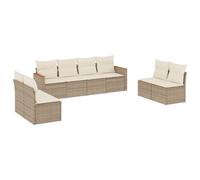 vidaXL Ensemble canapé de jardin 8 pièces – Poly Rattan avec coussins – Beige