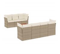 vidaXL Ensemble de jardin canapé 8 pièces avec coussins Beige Poly Rattan