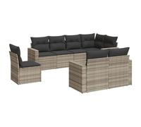 vidaXL Ensemble de jardin canapé 8 pièces avec coussins gris clair Poly rotin
