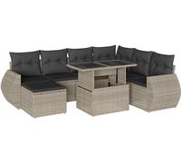 vidaXL Ensemble de jardin canapé 8 pièces avec coussins gris clair Poly rotin