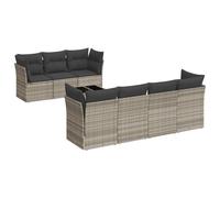vidaXL Ensemble de jardin canapé 8 pièces avec coussins gris clair Poly rotin