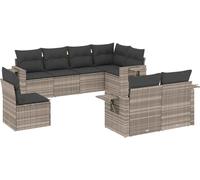 vidaXL Ensemble de jardin canapé 8 pièces avec coussins gris clair Poly rotin