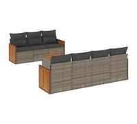 vidaXL Ensemble de jardin canapé 8 pièces avec coussins Gris poly rotin