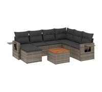 vidaXL Ensemble de jardin canapé 8 pièces en poly rotin gris avec coussins