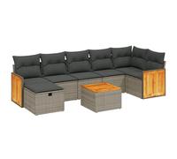 vidaXL Ensemble de jardin canapé 8 pièces avec coussins Gris Poly rotin