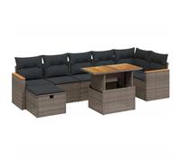 vidaXL Ensemble de jardin canapé 8 pièces avec coussins Gris Poly rotin
