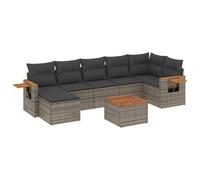 vidaXL Ensemble de jardin canapé 8 pièces avec coussins Gris Poly rotin