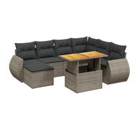 vidaXL Ensemble de jardin canapé 8 pièces avec coussins Gris Poly rotin