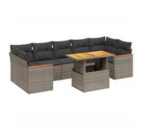 vidaXL Ensemble de jardin canapé 8 pièces avec coussins Gris Poly rotin