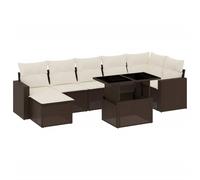 vidaXL Ensemble de jardin canapé 8 pièces avec coussins Marron Poly rotin