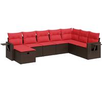 vidaXL Ensemble de jardin canapé 8 pièces avec coussins Marron Poly rotin