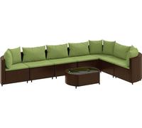 vidaXL Ensemble de jardin canapé 8 pièces avec coussins Marron Poly rotin