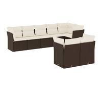 vidaXL Ensemble de jardin canapé 8 pièces avec coussins Marron Poly rotin