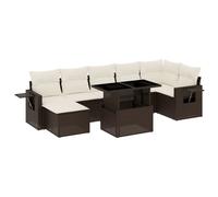 vidaXL Ensemble de jardin canapé 8 pièces avec coussins – Marron poly rotin