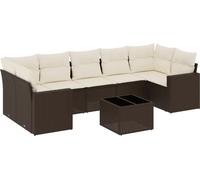 vidaXL Ensemble de jardin canapé 8 pièces avec coussins Marron Poly rotin