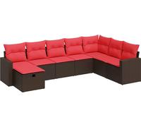 vidaXL Ensemble de jardin canapé 8 pièces avec coussins Marron Poly rotin