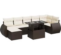 vidaXL Ensemble de jardin canapé 8 pièces avec coussins Marron Poly rotin