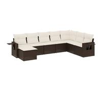 vidaXL Ensemble de jardin canapé 8 pièces avec coussins Marron Poly rotin