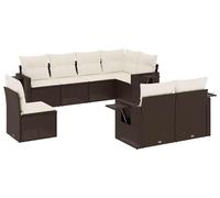 vidaXL Ensemble de jardin canapé 8 pièces avec coussins Marron Poly rotin