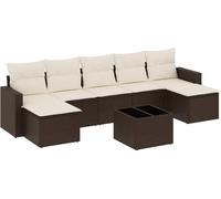 vidaXL Ensemble de jardin canapé 8 pièces avec coussins Marron Poly rotin