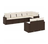 vidaXL Ensemble de jardin canapé 8 pièces avec coussins Marron Poly rotin
