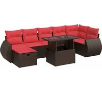 vidaXL Ensemble de jardin canapé 8 pièces avec coussins Marron Poly rotin