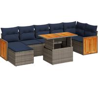 vidaXL Ensemble de jardin canapé 8 pièces avec coussins Marron Poly rotin Acacia