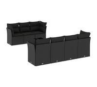 vidaXL Ensemble de jardin canapé 8 pièces avec coussins noir poly rotin