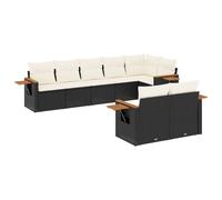 vidaXL Ensemble de jardin canapé 8 pièces avec coussins noir poly rotin