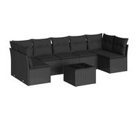 vidaXL Ensemble de jardin canapé modulable 8 pièces 7 personnes noir poly rotin avec coussins