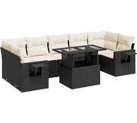 vidaXL Ensemble de jardin canapé 8 pièces avec coussins noir poly rotin