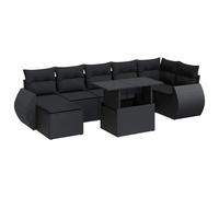vidaXL Ensemble de jardin canapé 8 pièces avec coussins noir poly rotin