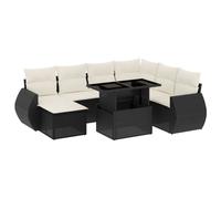 vidaXL Ensemble de jardin canapé 8 pièces avec coussins noir poly rotin