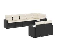 vidaXL Ensemble de jardin canapé 8 pièces avec coussins noir poly rotin
