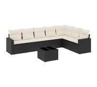 vidaXL Ensemble de jardin canapé 8 pièces avec coussins noir poly rotin