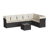 vidaXL Ensemble de jardin canapé 8 pièces avec coussins noir poly rotin