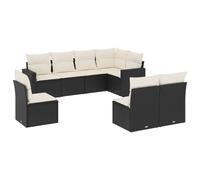 vidaXL Ensemble de jardin canapé 8 pièces 3219056 – résine tressée/poly rotin avec coussins noir