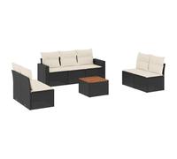 vidaXL Ensemble de jardin canapé 8 pièces en poly rotin avec coussins – Noir