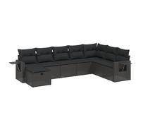 vidaXL Ensemble de jardin canapé 8 pièces avec coussins noir poly rotin