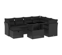 vidaXL Ensemble de jardin canapé 8 pièces avec coussins noir poly rotin