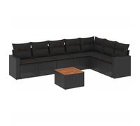 vidaXL Ensemble de jardin canapé 8 pièces avec coussins noir poly rotin
