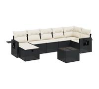 vidaXL Salon de jardin Canapé 8 pièces avec coussins en poly rotin Noir
